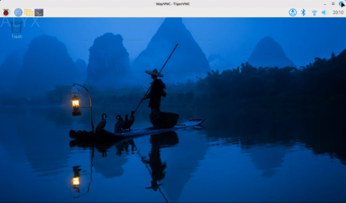 Image of Chinese cormorant fisherman with lanterns on a blue background